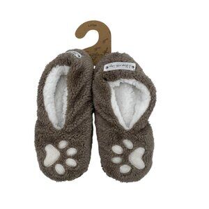 Faceplant Dreams Paw Print Footsies Slippers Size Large NEW